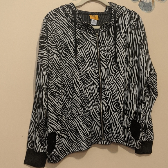 Zebra Striped Hoodie Jacket - Picture 1 of 7